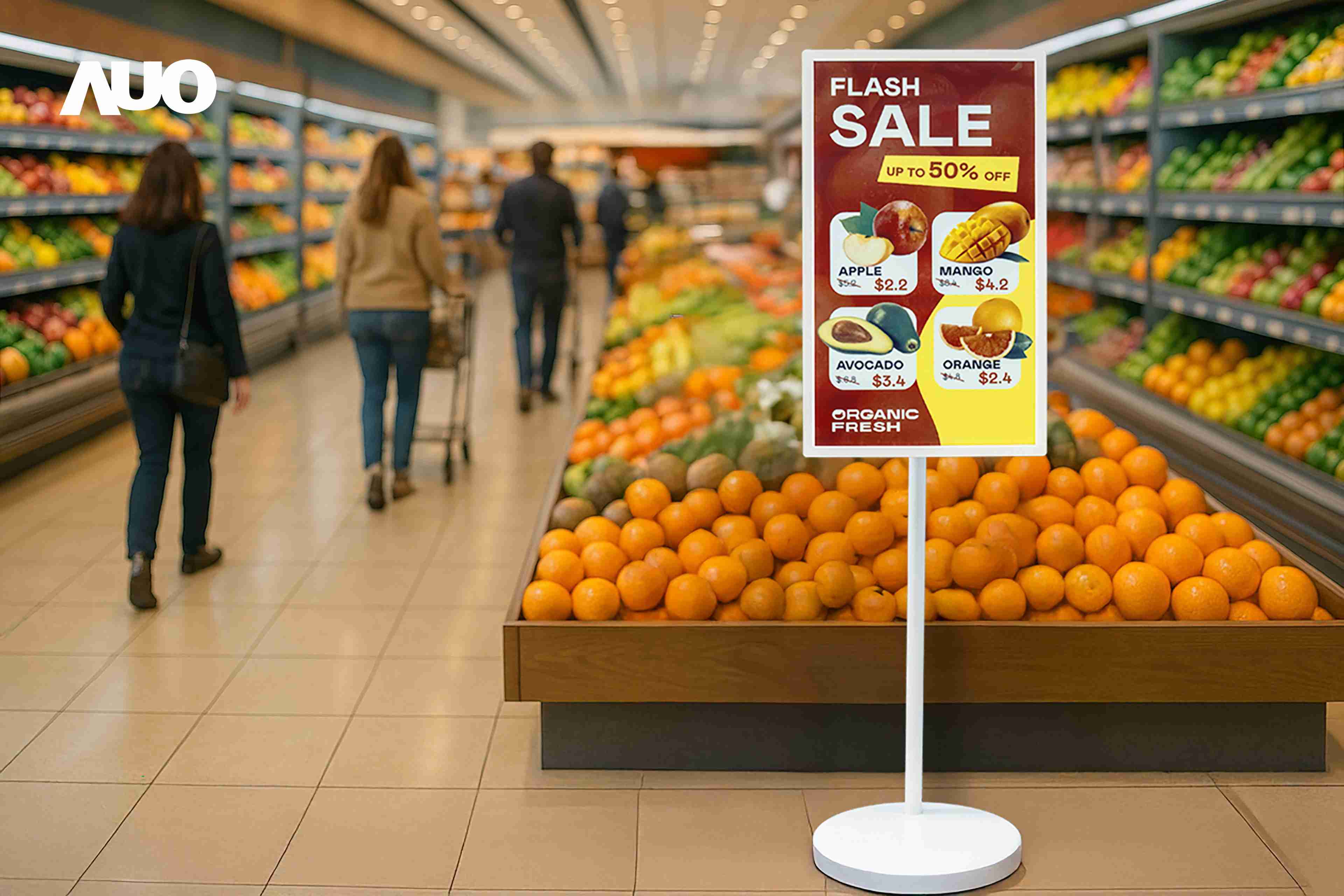 达擎首亮相低功耗、、全彩的〝aecoPost电子纸解决方案〞，，，仅在更新画面时需要微量的电力驱动，，无需布建电线的便捷设计，，使其可灵活应用、、随意置放，，并可透过云端或行动装置app，，，轻松管理及排程广告内容，，，晋升店头营销利器。。